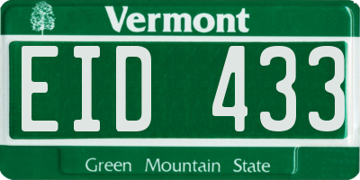VT license plate EID433