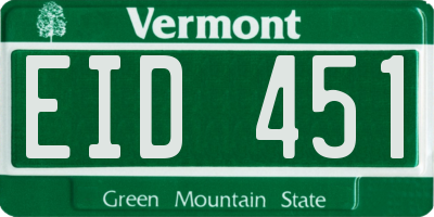 VT license plate EID451