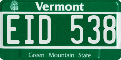 VT license plate EID538