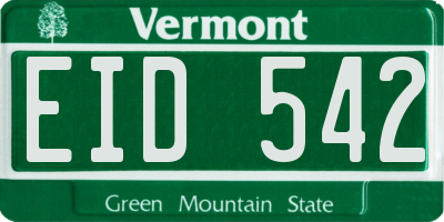 VT license plate EID542
