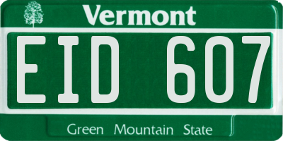 VT license plate EID607