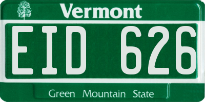 VT license plate EID626