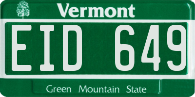 VT license plate EID649