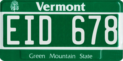VT license plate EID678
