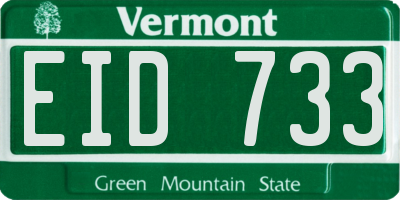 VT license plate EID733