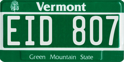 VT license plate EID807