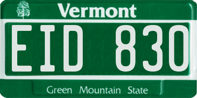 VT license plate EID830