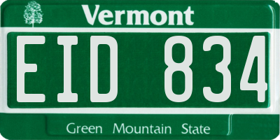VT license plate EID834