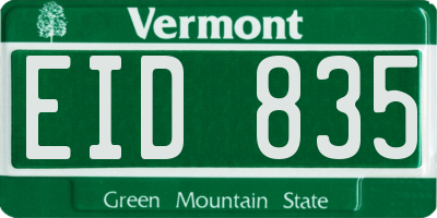 VT license plate EID835