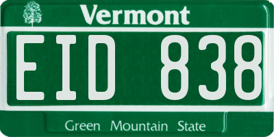 VT license plate EID838