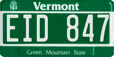 VT license plate EID847