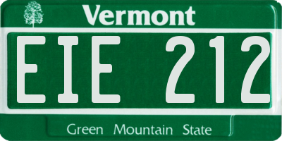VT license plate EIE212