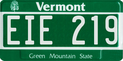 VT license plate EIE219
