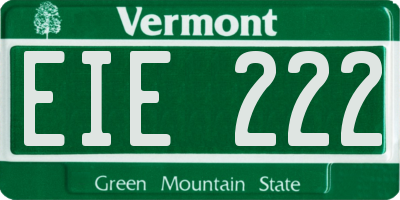 VT license plate EIE222