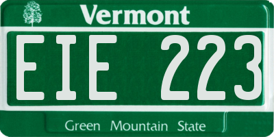 VT license plate EIE223