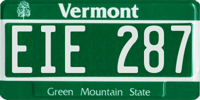 VT license plate EIE287