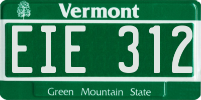 VT license plate EIE312