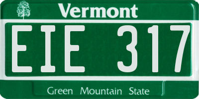 VT license plate EIE317