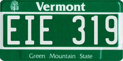VT license plate EIE319