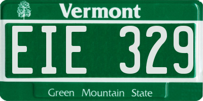 VT license plate EIE329