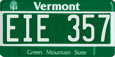 VT license plate EIE357