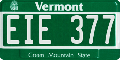 VT license plate EIE377