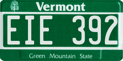 VT license plate EIE392