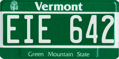 VT license plate EIE642