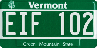 VT license plate EIF102