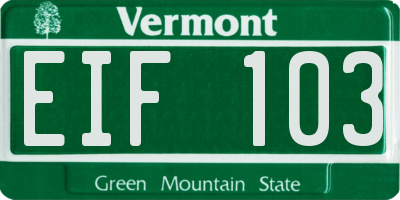 VT license plate EIF103