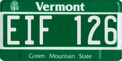 VT license plate EIF126