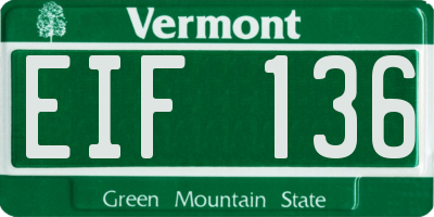 VT license plate EIF136