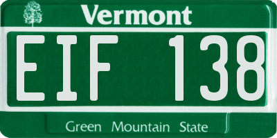 VT license plate EIF138