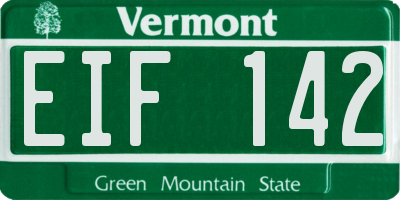 VT license plate EIF142