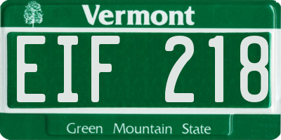 VT license plate EIF218