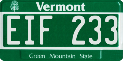 VT license plate EIF233