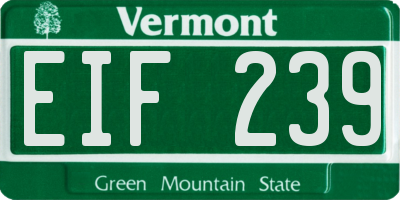 VT license plate EIF239