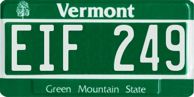 VT license plate EIF249