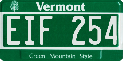 VT license plate EIF254