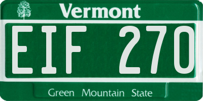 VT license plate EIF270
