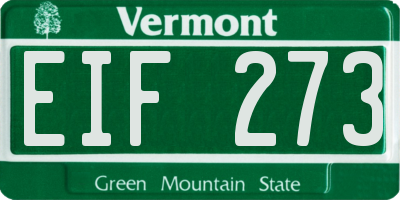 VT license plate EIF273