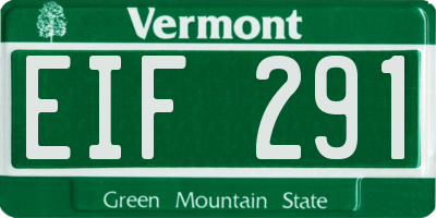 VT license plate EIF291