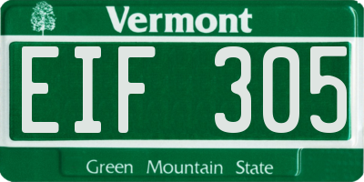 VT license plate EIF305