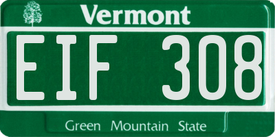 VT license plate EIF308