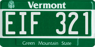 VT license plate EIF321