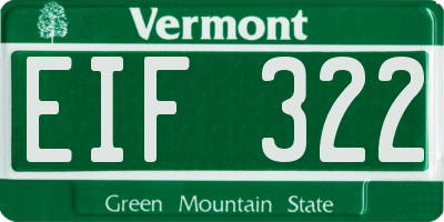 VT license plate EIF322