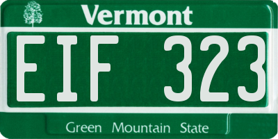 VT license plate EIF323