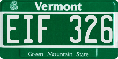 VT license plate EIF326