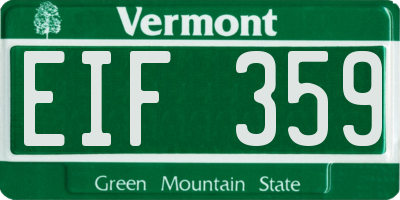 VT license plate EIF359