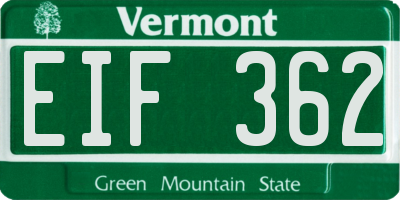 VT license plate EIF362